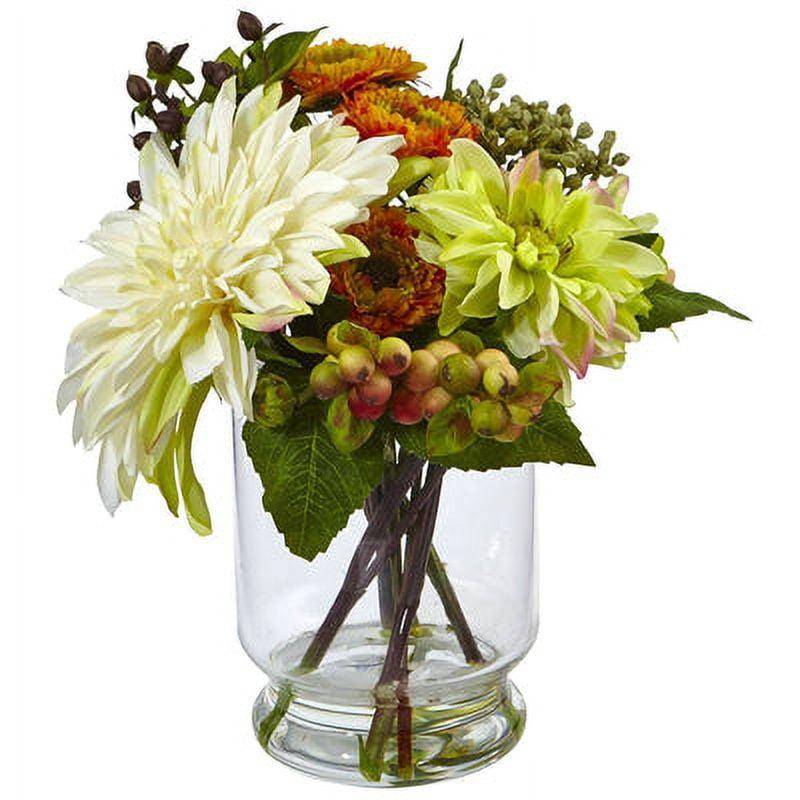 Rustic Charm 32" Mixed Dahlia & Mum Arrangement with Glass Vase