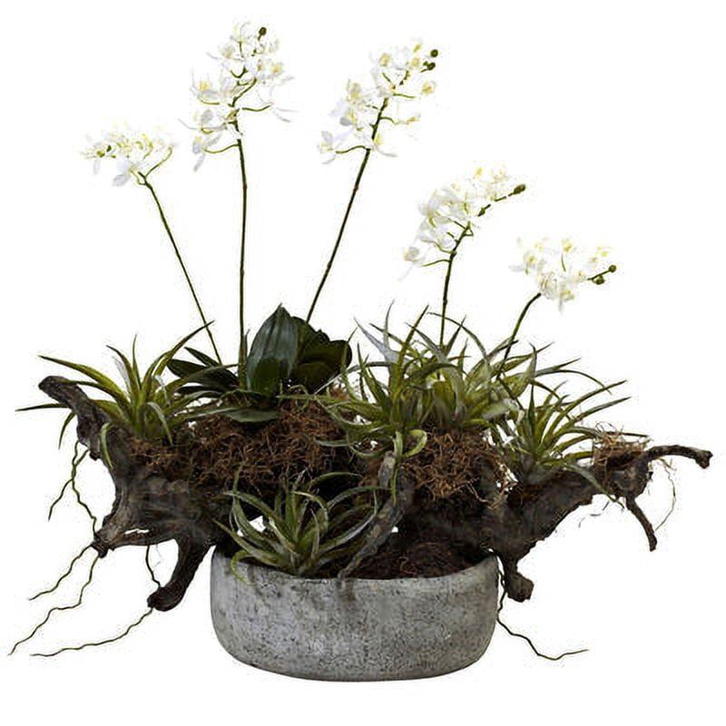 Nearly Natural 20" x 22" Artificial Orchid & Succulent Garden with Driftwood - Elegant Display, Indoor Decor