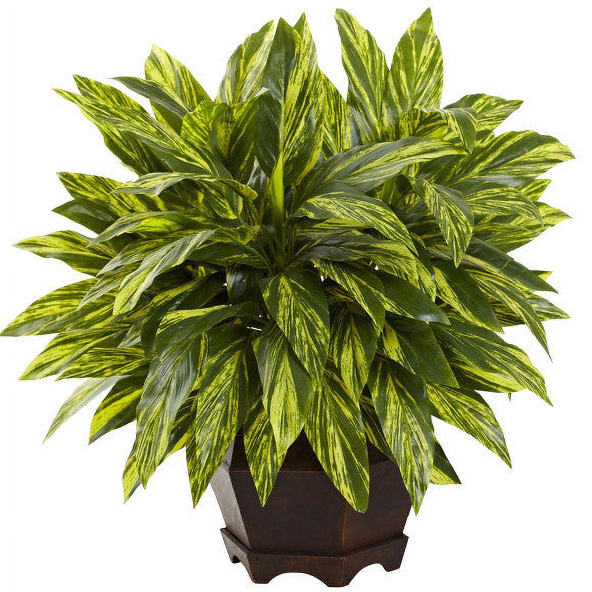 Silk Plant Nearly Natural Tradescantia with Wooden Hexagon Planter