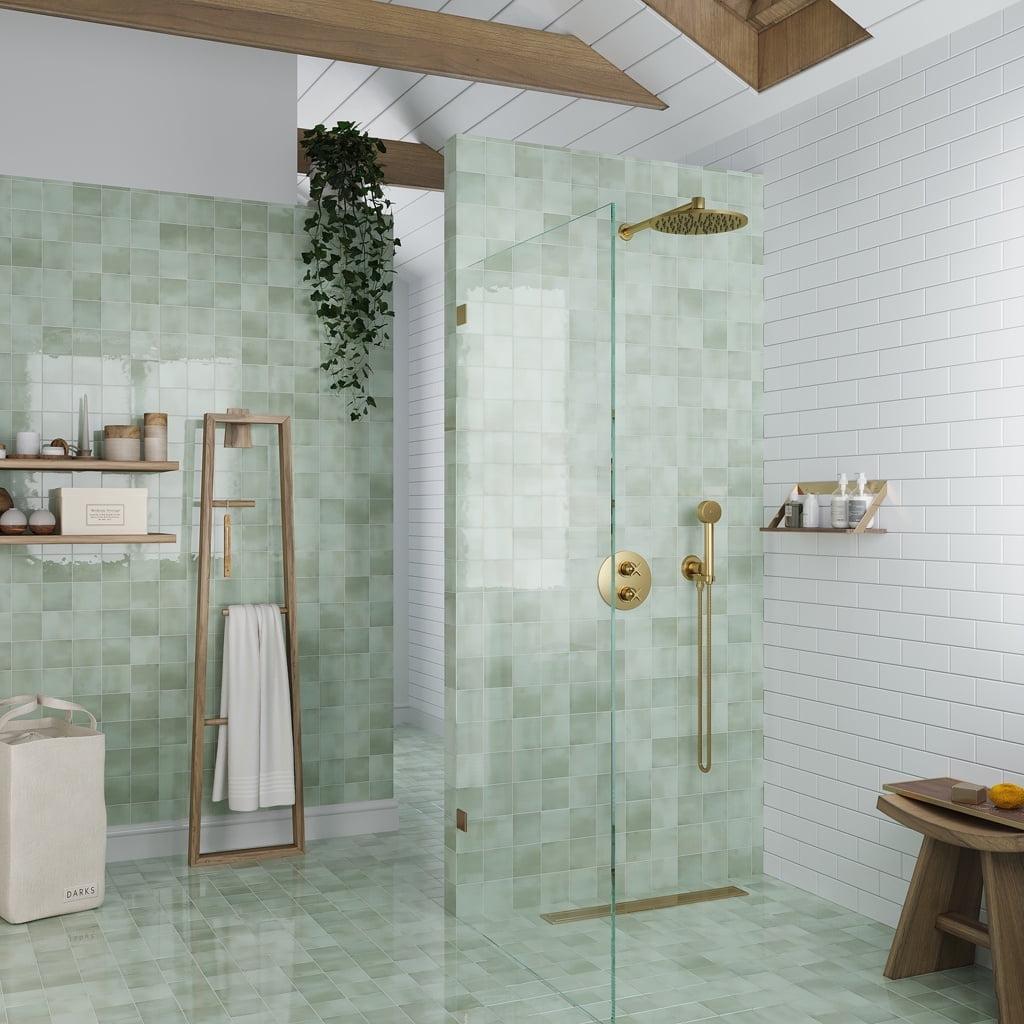 Tea Green Glossy Ceramic Subway Wall and Floor Tile