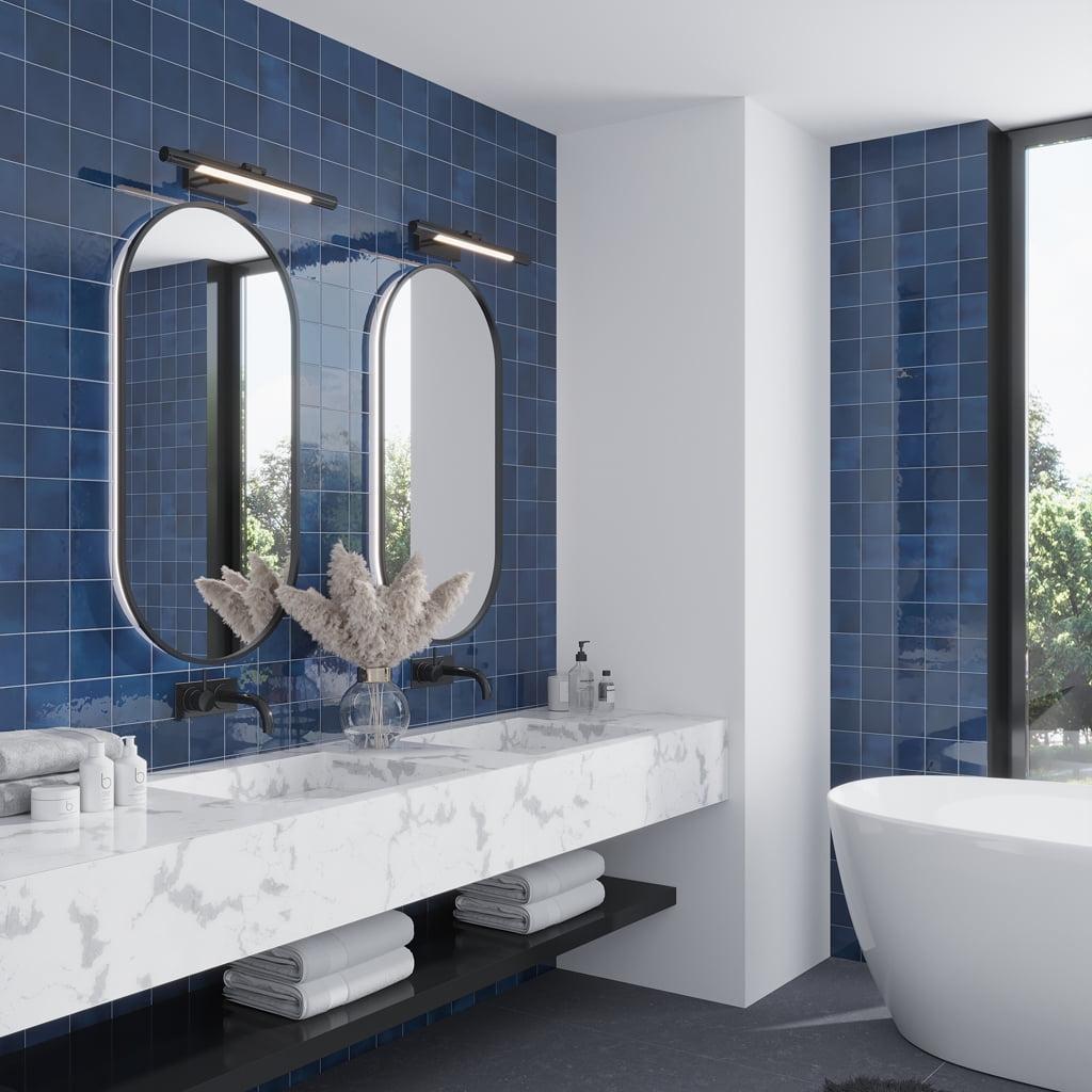 Silken Navy Blue Glossy Ceramic Square Wall and Floor Tile