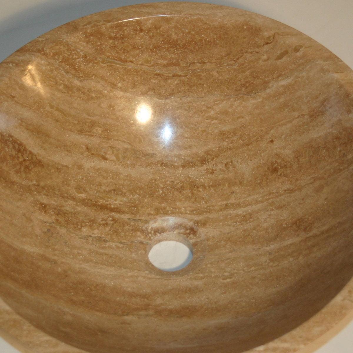 Travertine Beige Stone Above-Counter Circular Bathroom Sink