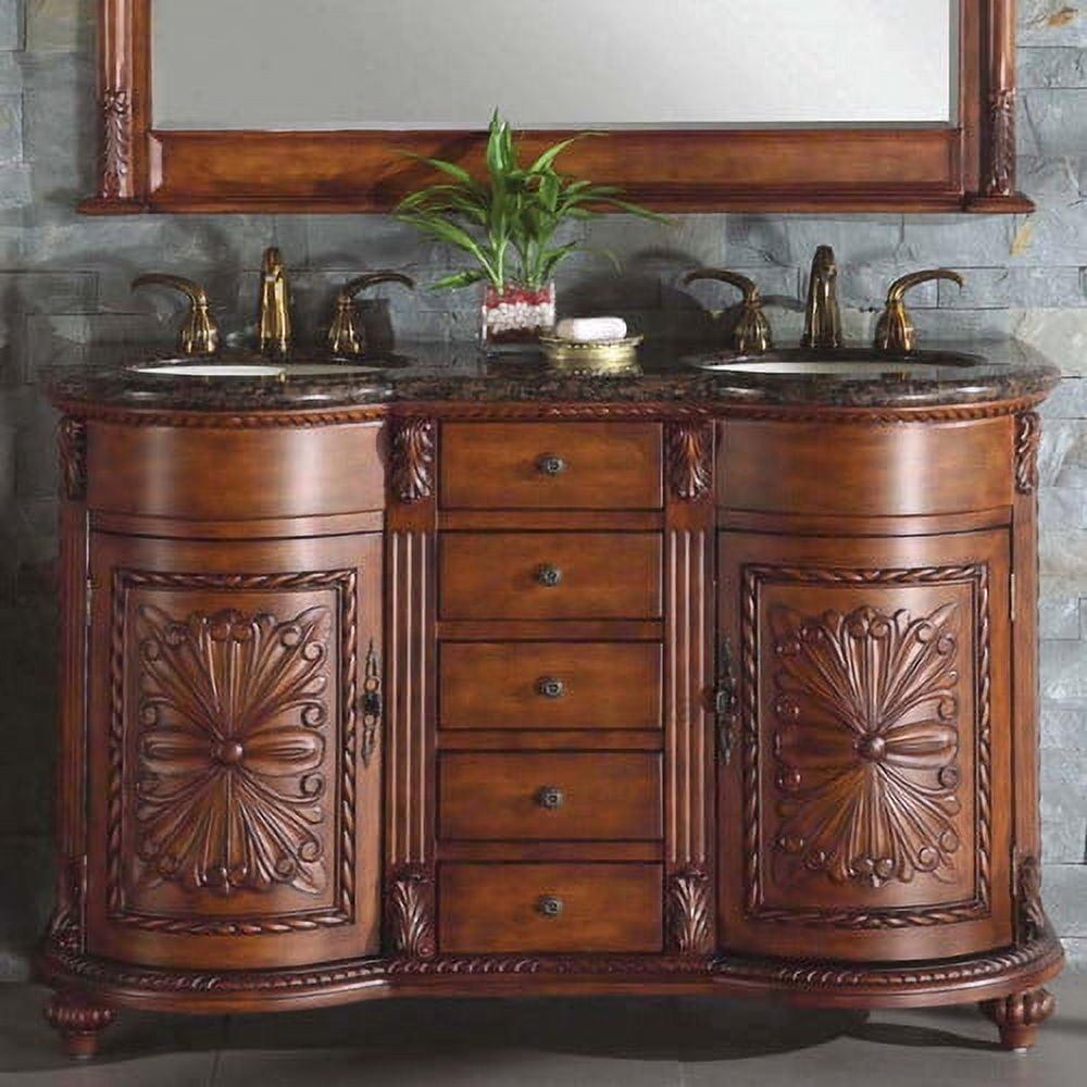 Chestnut Solid Wood Double Sink Vanity with Granite Top