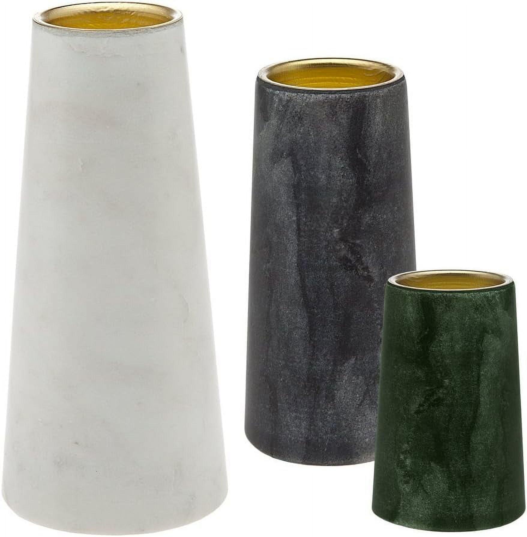 Elegant Trio Silver & Marble Votive Candle Holders Set