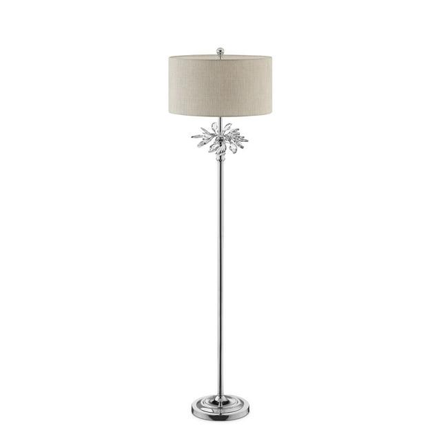 Silver Chrome Tall Floor Lamp with Starburst Crystals