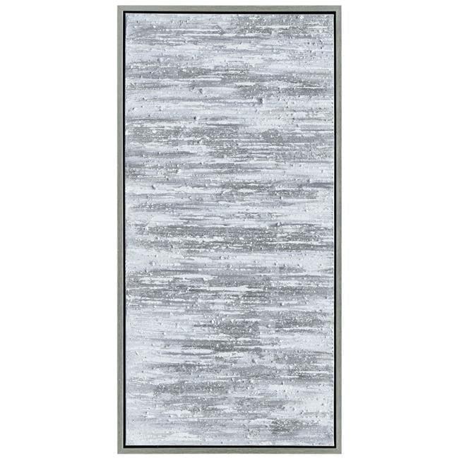 Silver Abstract Textured Hand Painted Canvas Wall Art with Champagne Frame