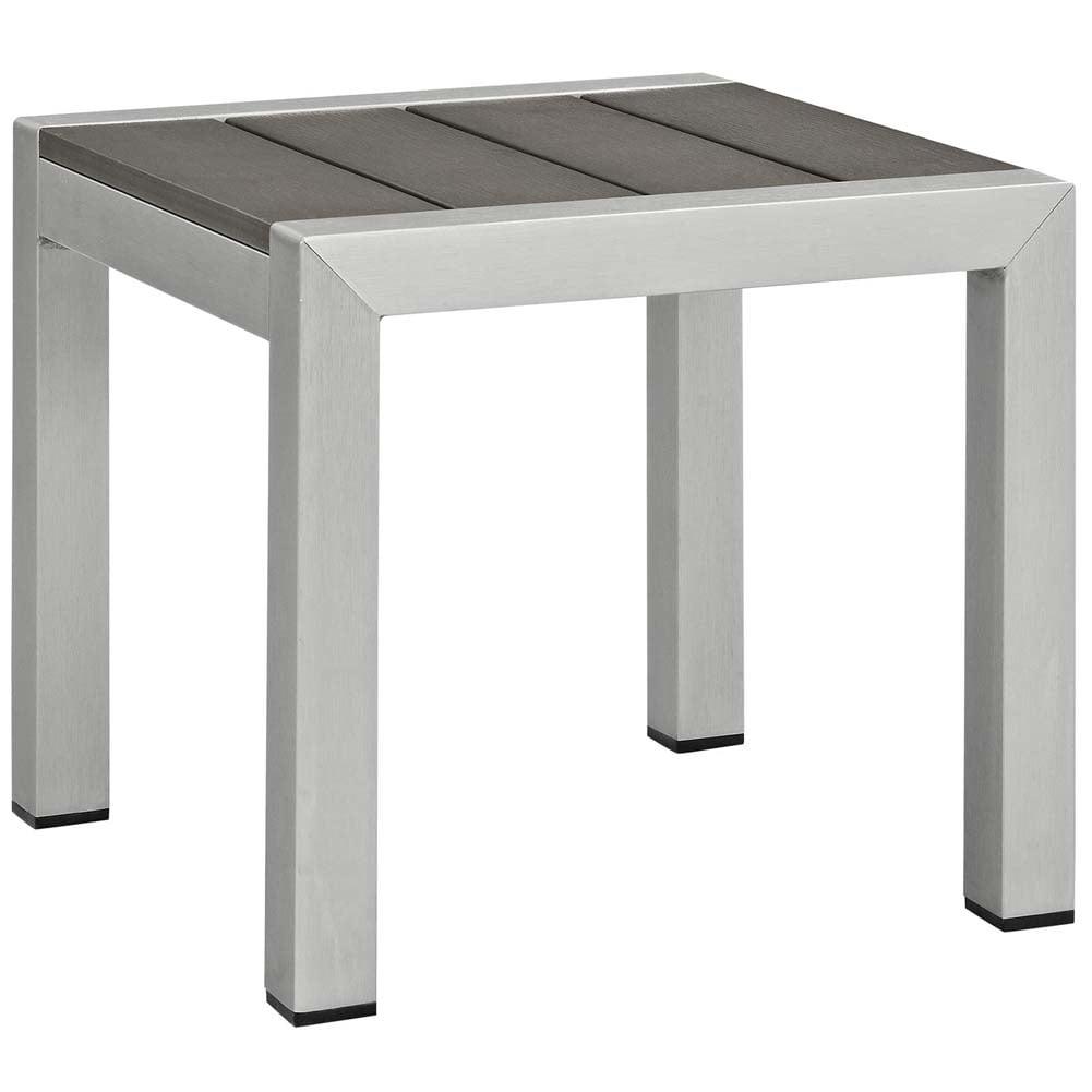 Sleek Shoreline Silver Gray Aluminum Outdoor Side Table