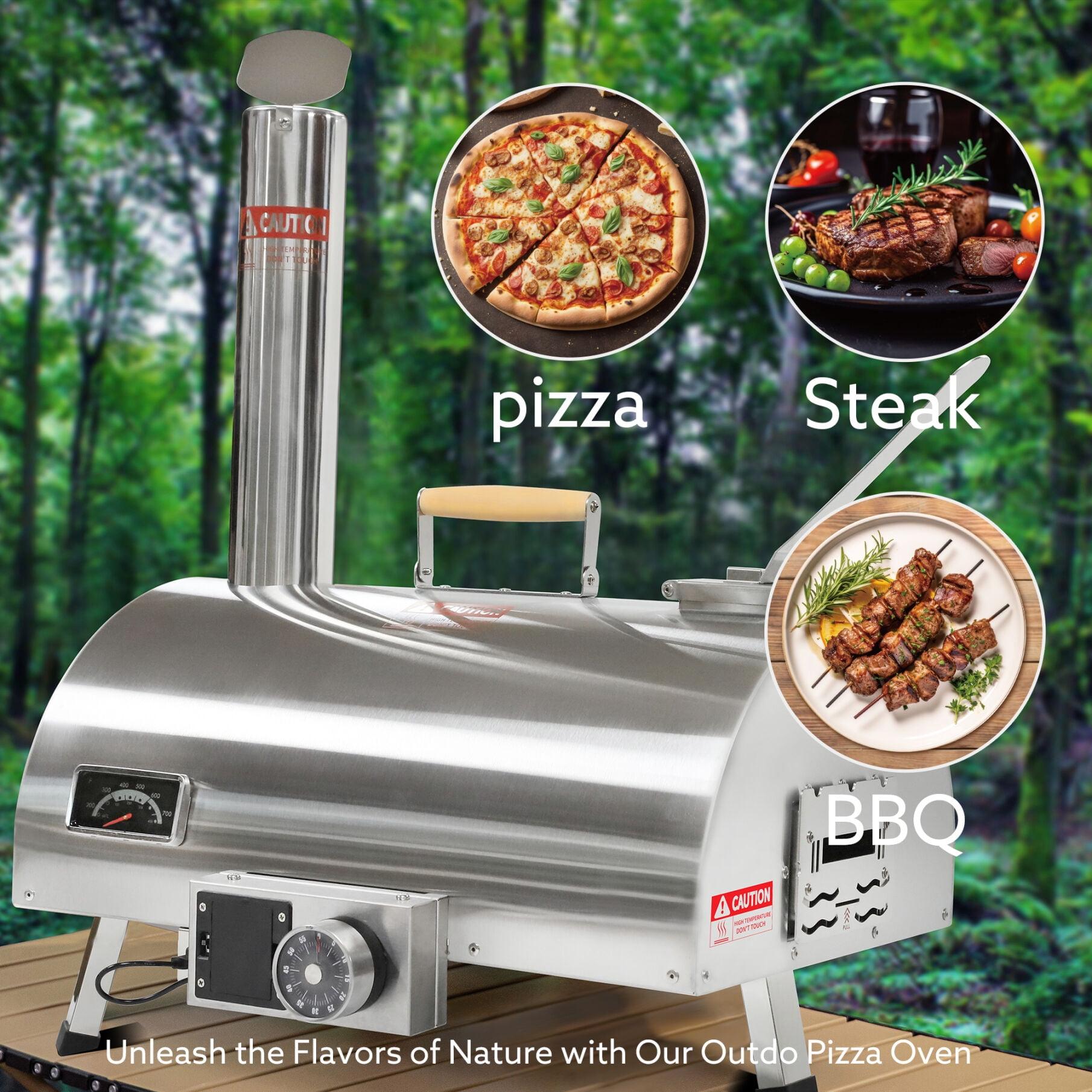 Silver 12" Stainless Steel Wood Fired Portable Pizza Oven