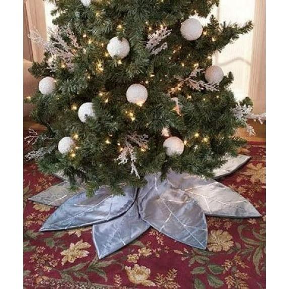 Silver Poinsettia Tree Skirt