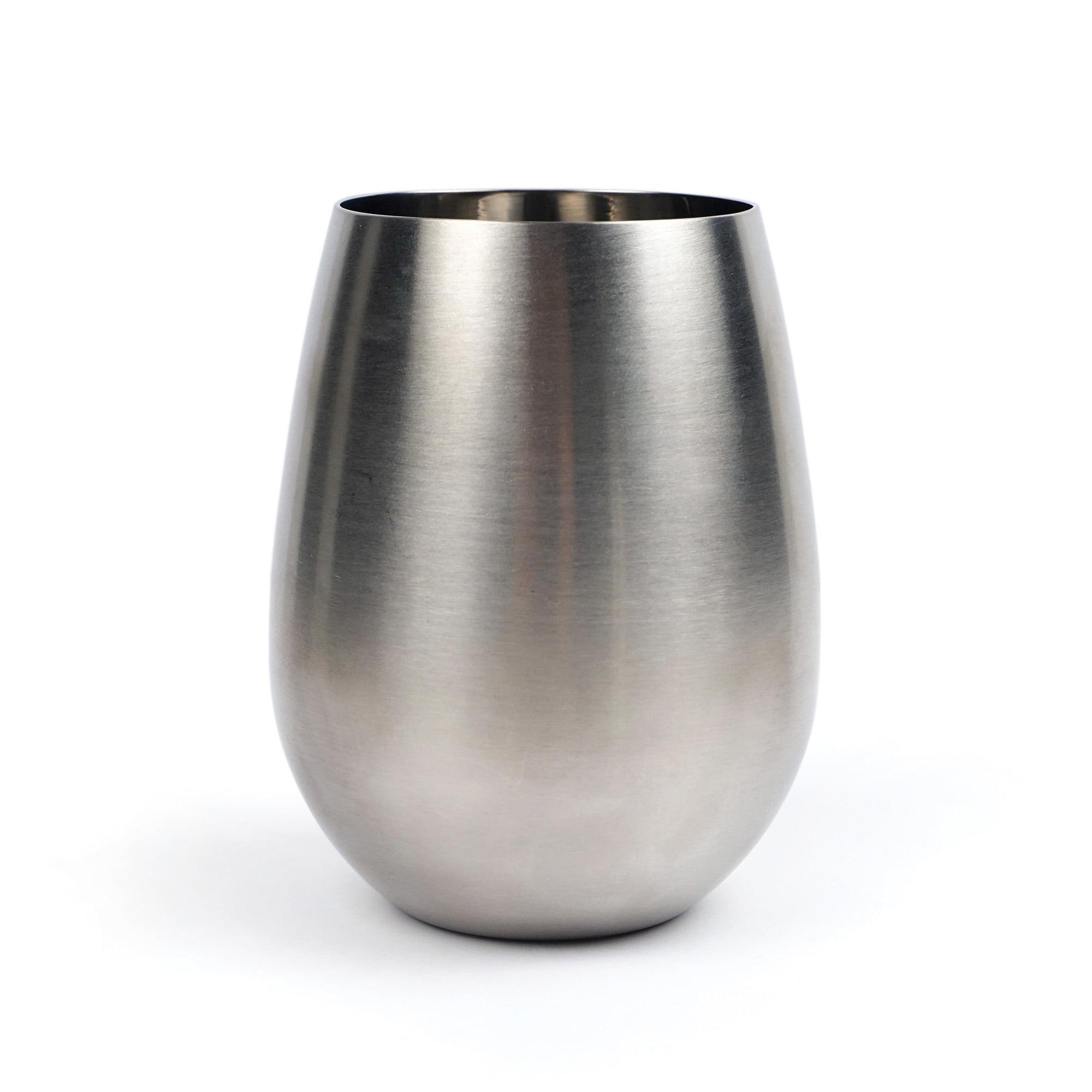 11 oz Brushed Stainless Steel Stemless Wine Glass