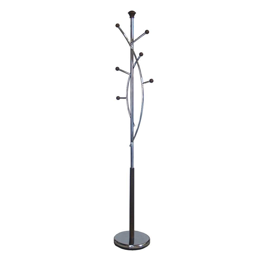 Proman Products Silver Tree Coat Rack Walnut: Metal Frame, 7 Hooks, 68" Tall, Freestanding Design