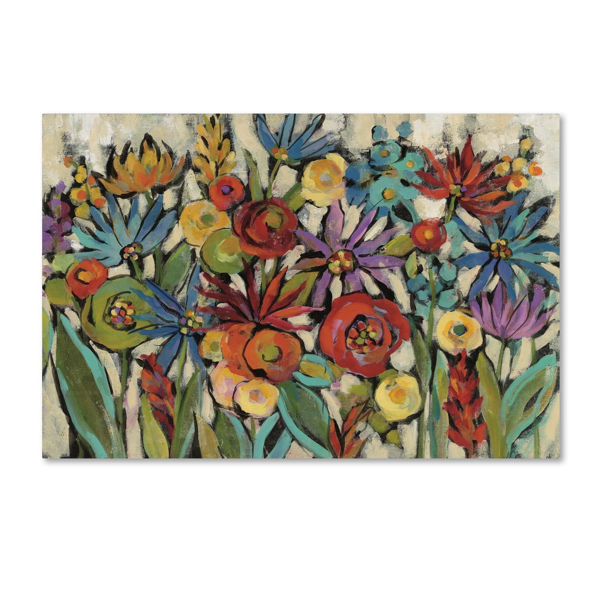 Colorful Abstract Floral Wrapped Canvas Wall Art