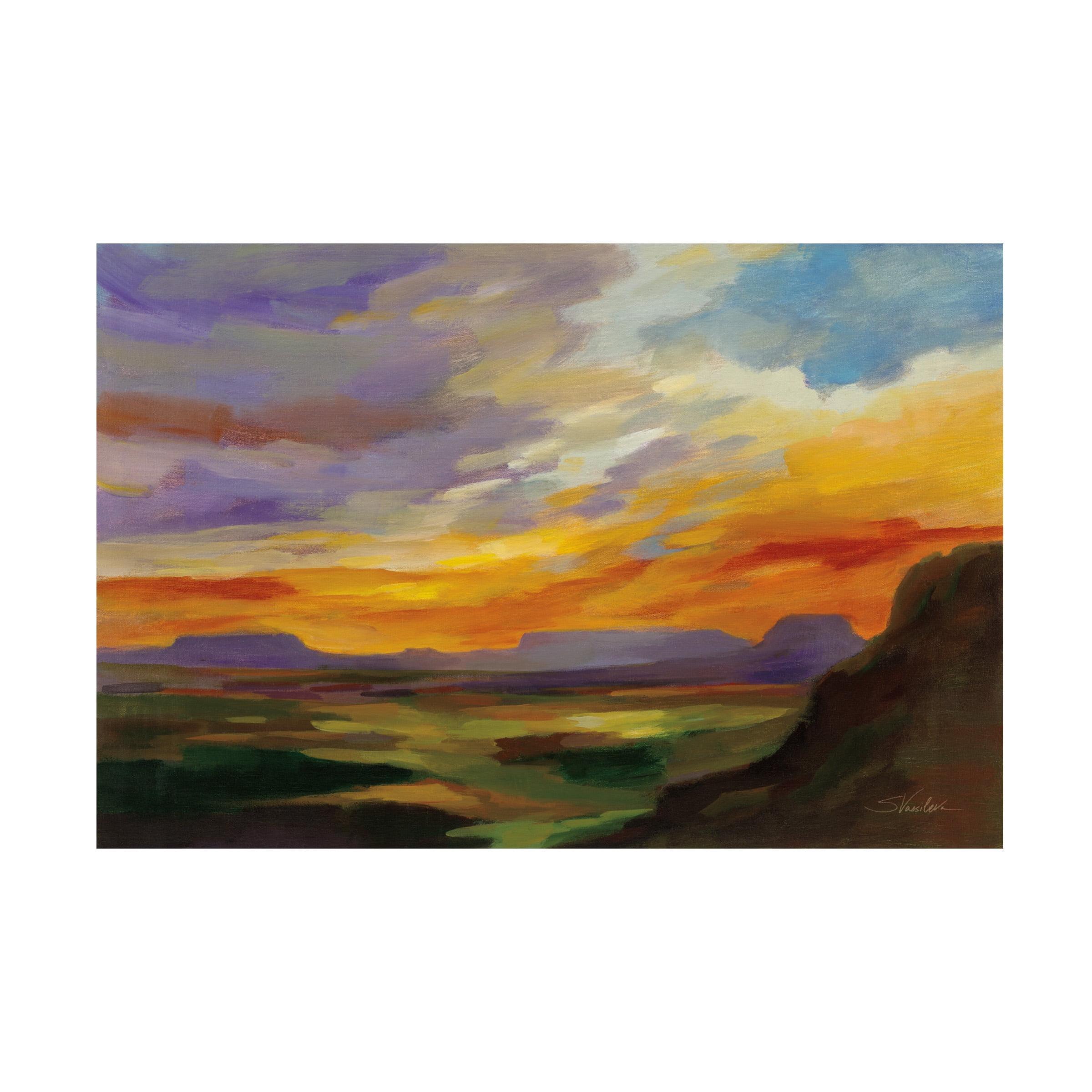 Sonoran Desert Sunset Landscape Canvas Art with Wooden Frame