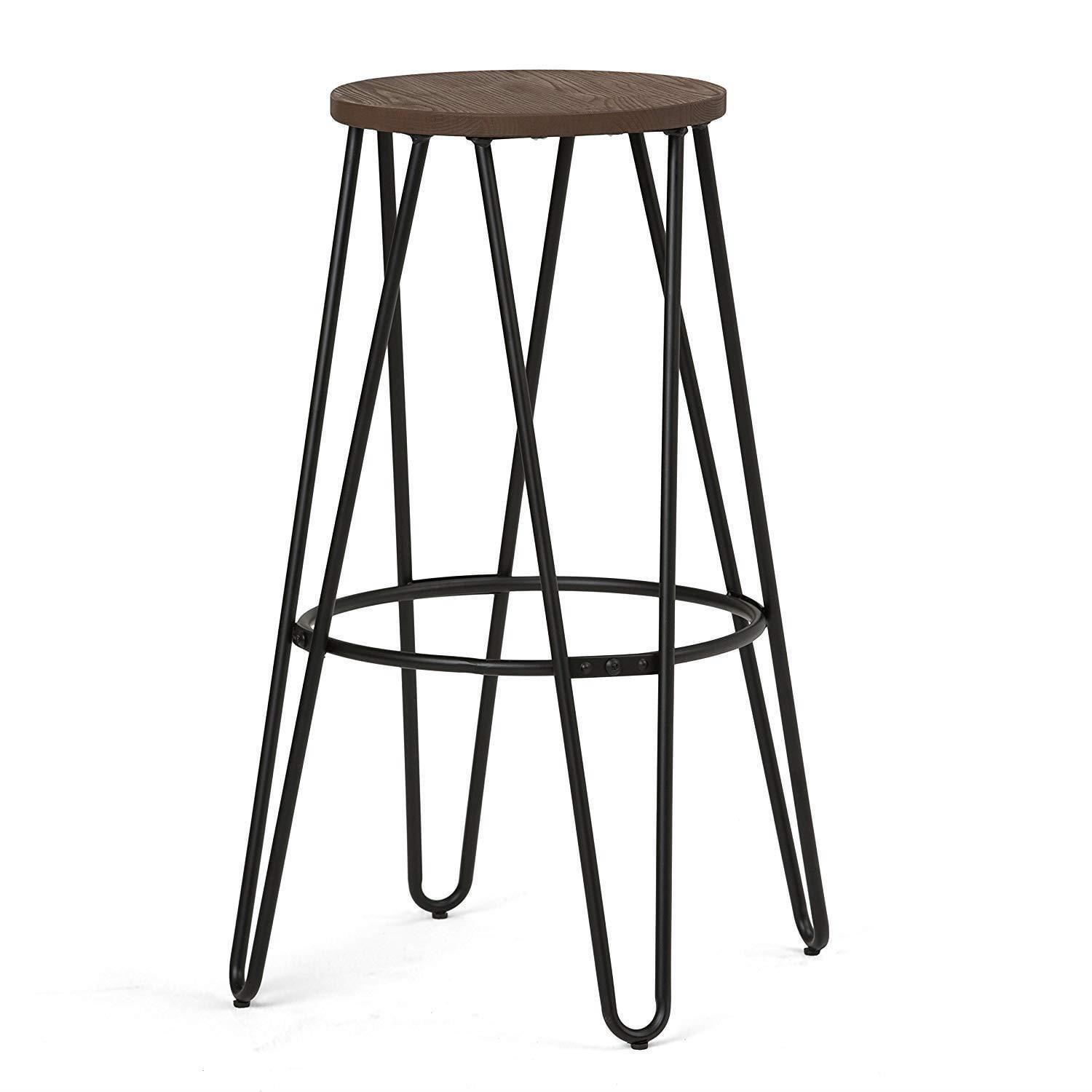 Cocoa Brown and Black 30" Industrial Metal and Wood Bar Stool