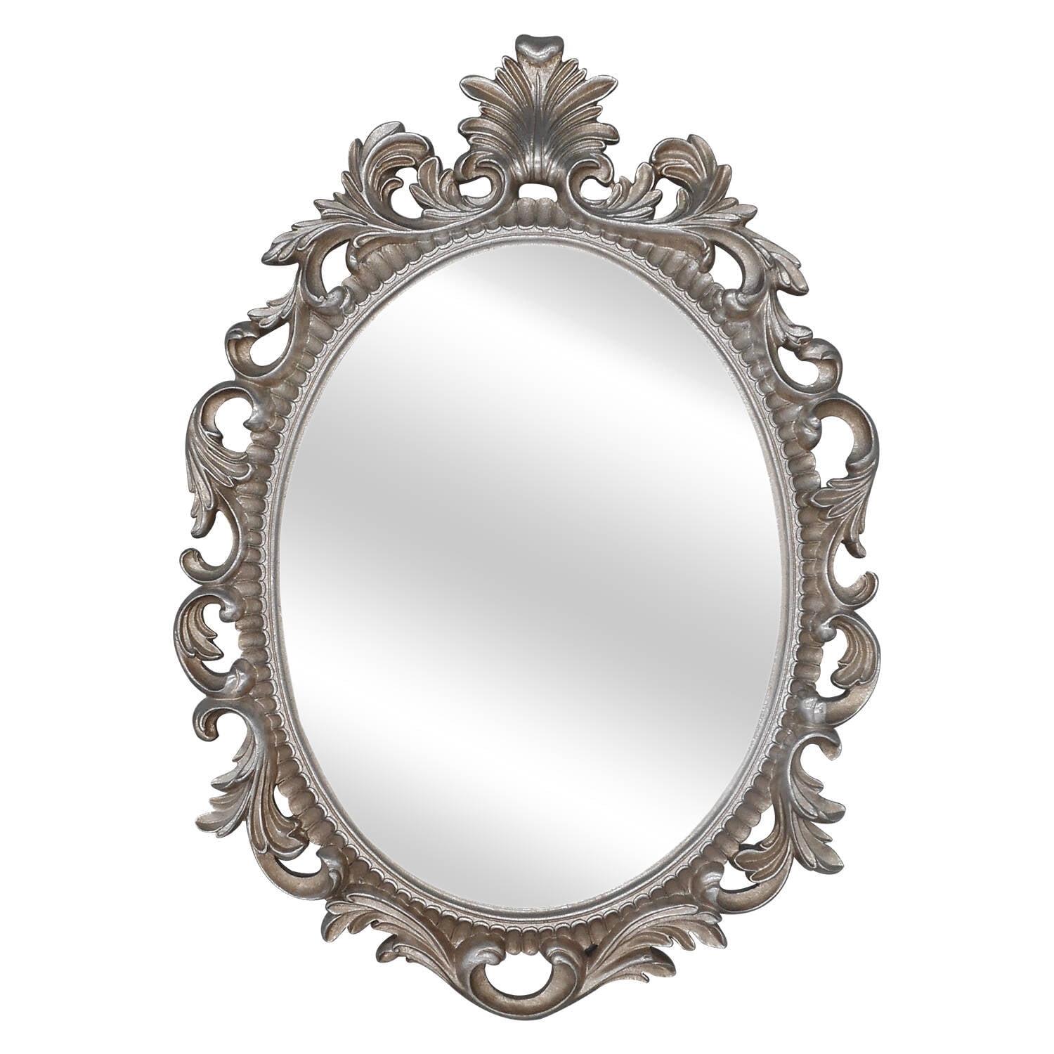 Simon's Shop 18'' Oval Mirror for Living Room Silver Makeup Mirror Vintage Wall Mirror