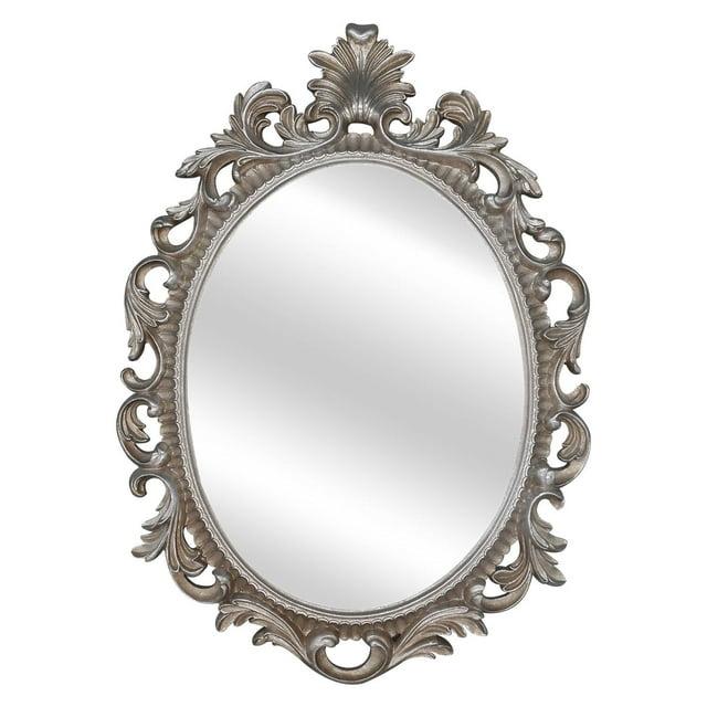 Simon's Shop 18'' Oval Mirror for Living Room Silver Makeup Mirror Vintage Wall Mirror