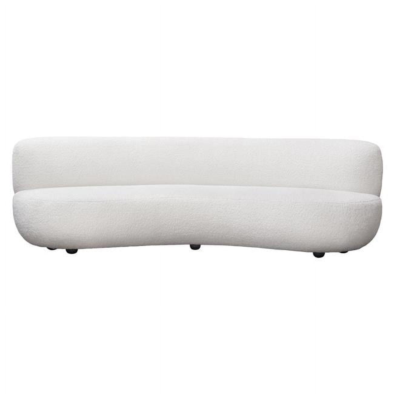 Simone Chic Curved 103'' White Faux Sheepskin Upholstered Sofa