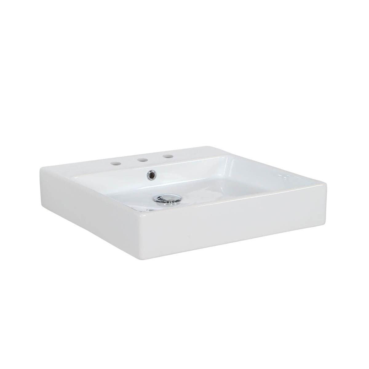 WS Bath Collections Simple 19.7'' Ceramic Square Bathroom Sink with Overflow