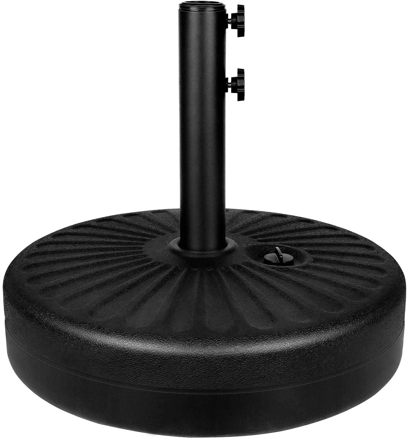 Heavy Duty Black Round Patio Umbrella Base Stand with Adjustable Knobs