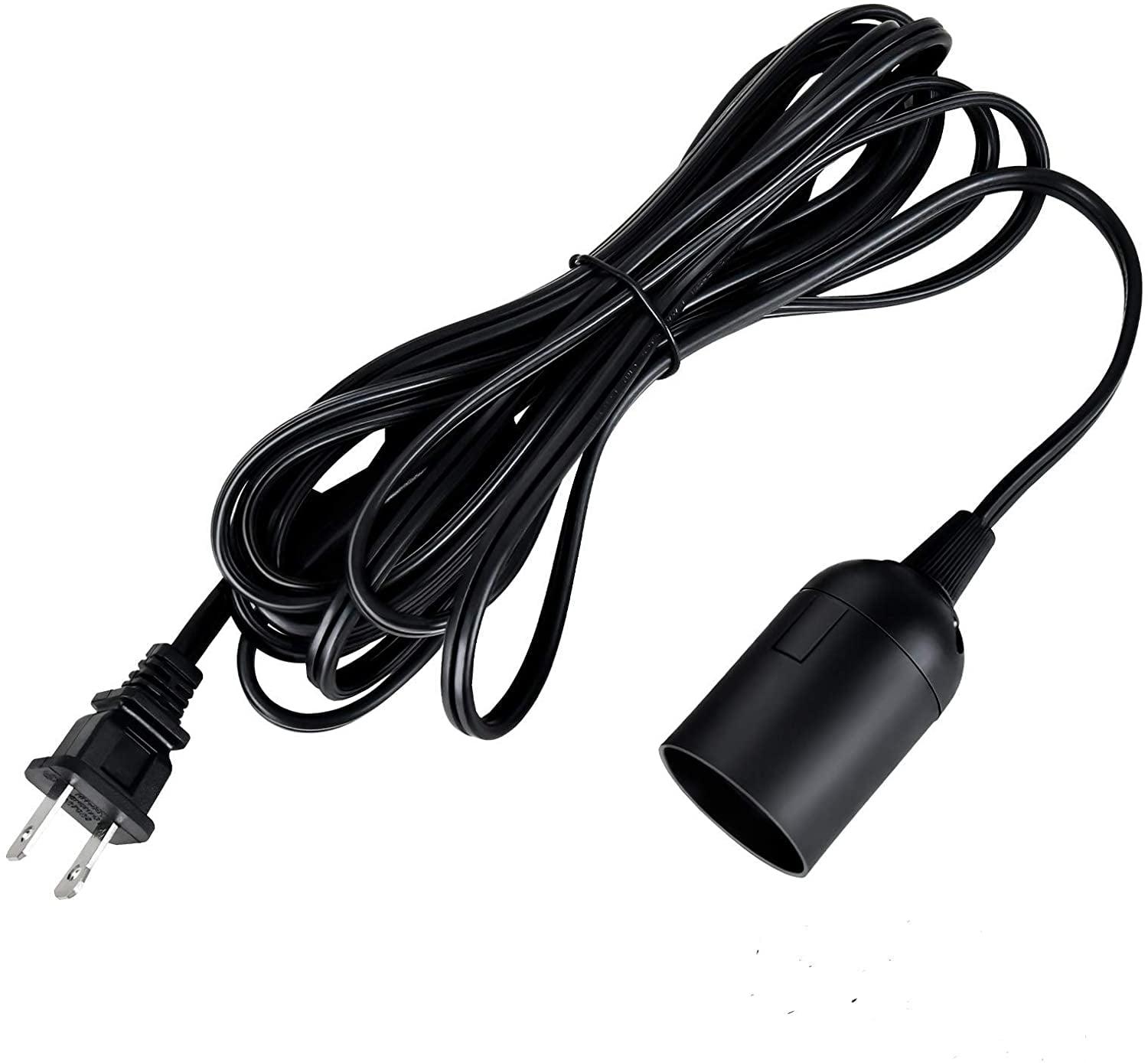 Black 15 ft Extension Hanging Lantern Cord Cable with E26 Socket