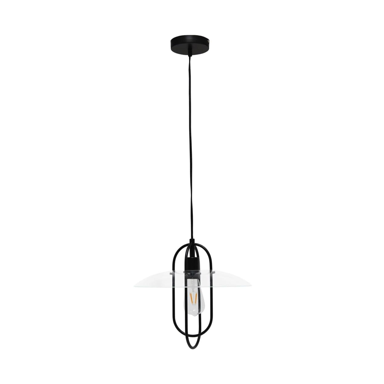 Elegant Brass and Glass 17" Modern Pendant Light - Black