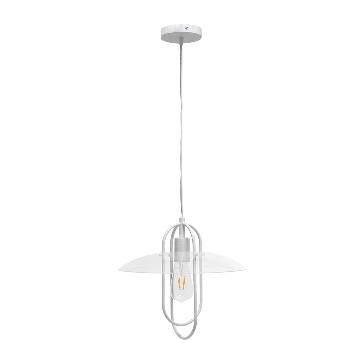 White Modern Metal Pendant Light with Clear Glass Shade