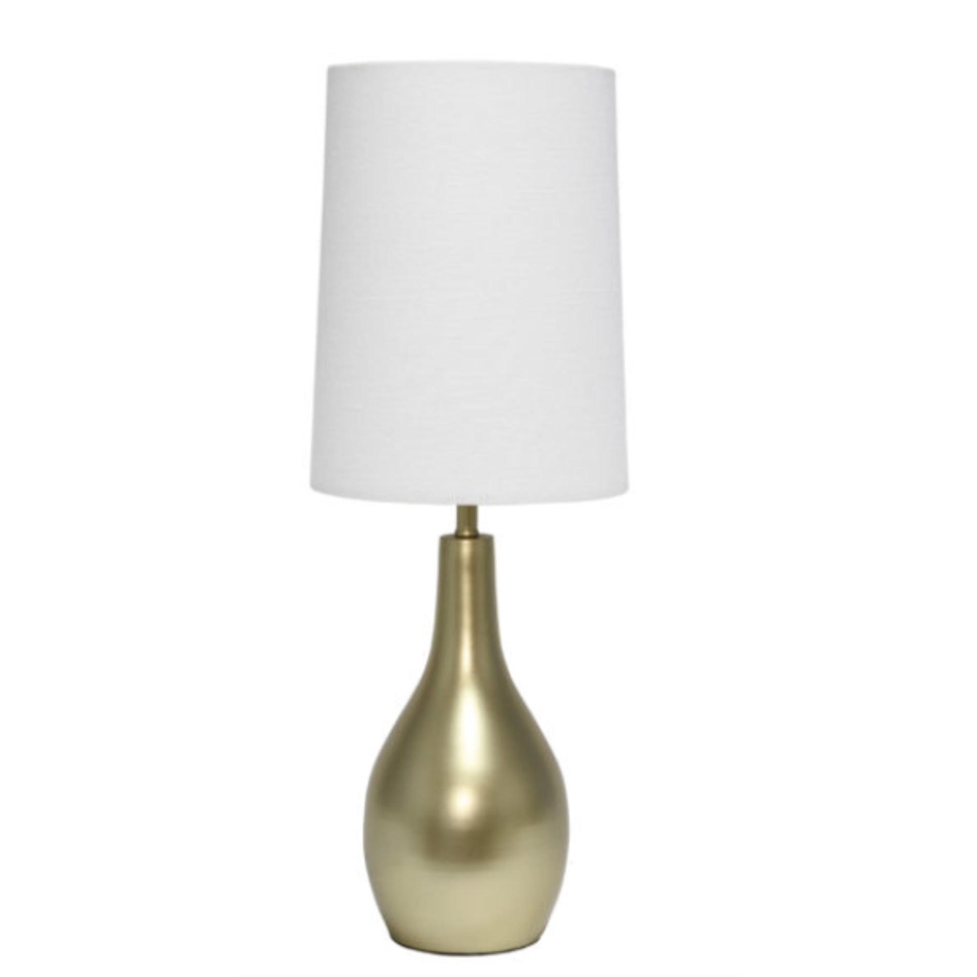 Gold Droplet Nightstand Lamp with White Empire Shade