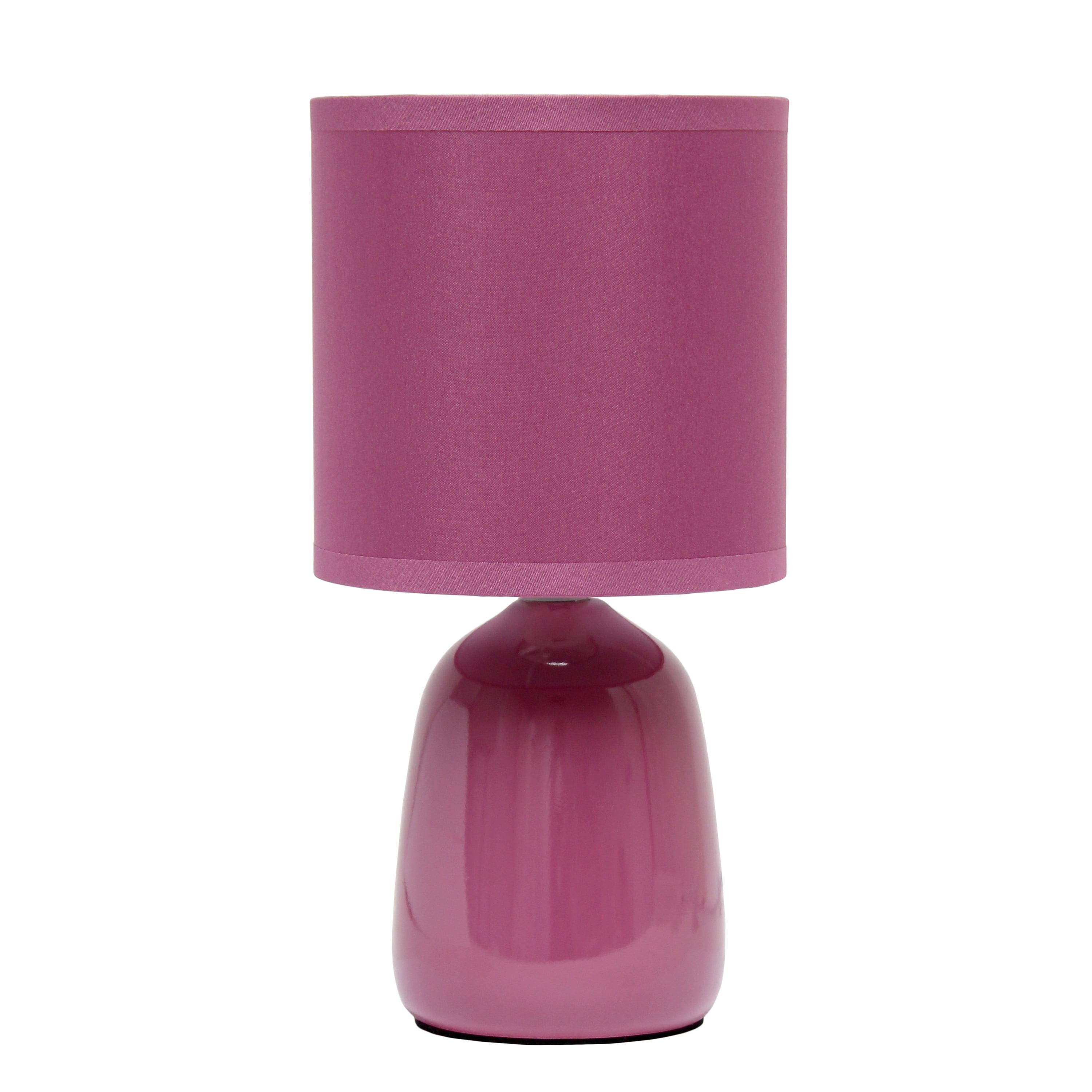 10.04" Traditional Ceramic Thimble Base Bedside Table Desk Lamp with Matching Fabric Shade Mauve - Simple Designs