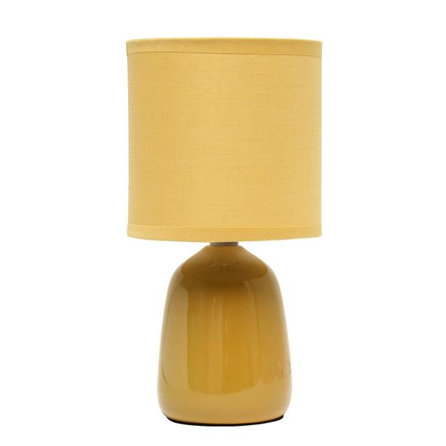 10.04" Traditional Ceramic Thimble Base Bedside Lamp with Fabric Shade - Simple Designs: For Kids' Bedroom & Office Desk