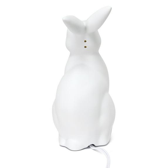 Gracie Oaks Creekwood Home 10.43" Glowing Ceramic Bunny Rabbit Light, For Home Décor, Nightstand, End Table, Entryway, Bookshelf, Kid's Room, White