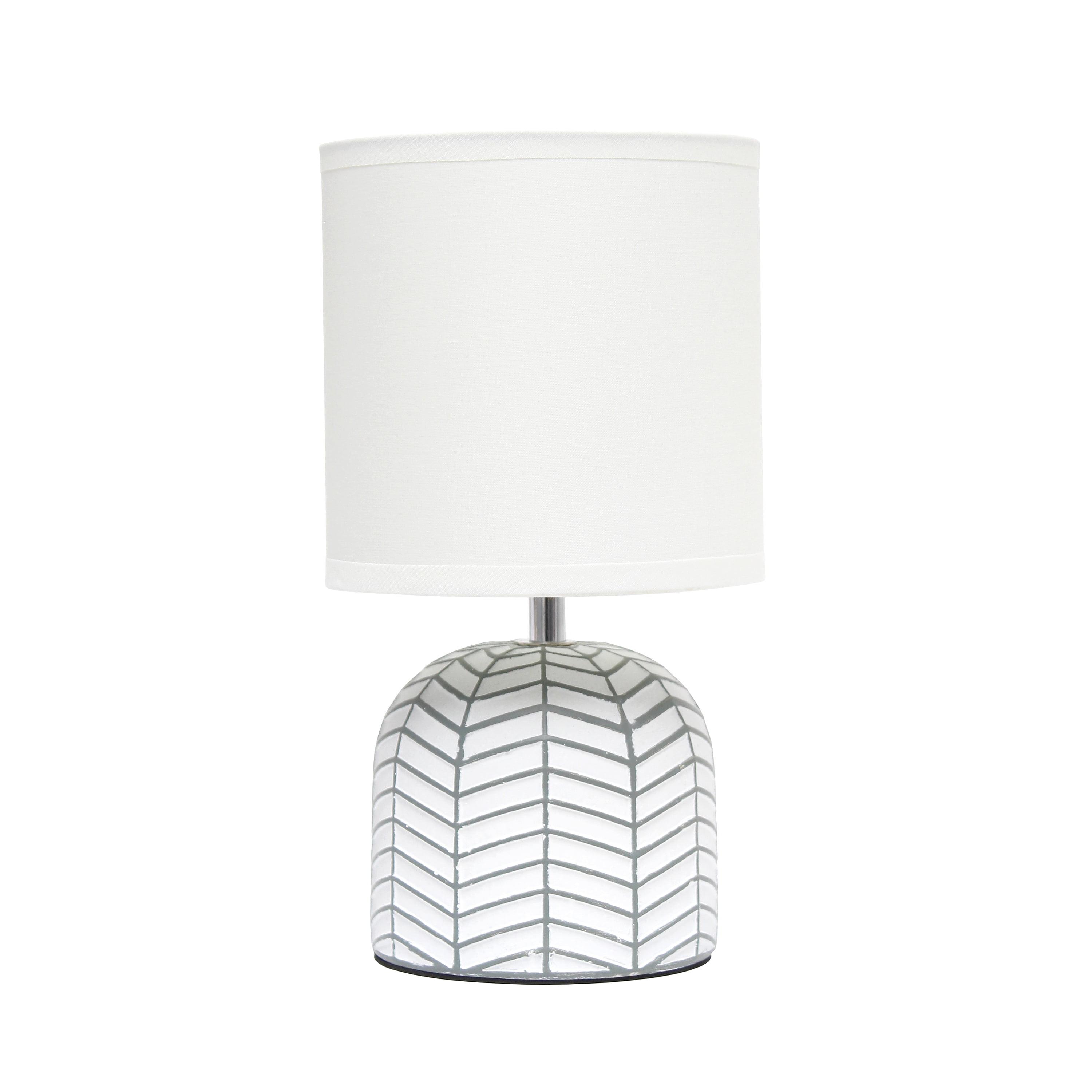 10.43" Petite Contemporary Webbed Waves Base Bedside Lamp with White Drum Shade - Simple Designs: ETL Listed, No Assembly Required
