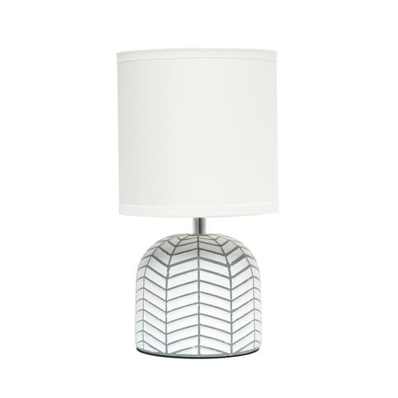 10.43" Petite Contemporary Webbed Waves Base Bedside Lamp with White Drum Shade - Simple Designs: ETL Listed, No Assembly Required