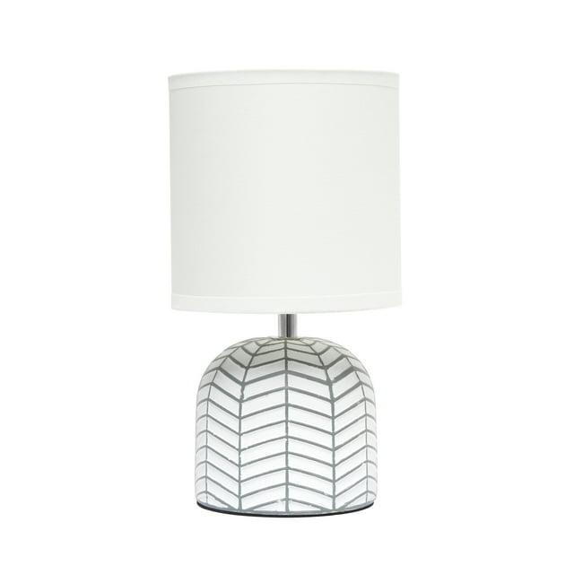 10.43" Petite Contemporary Webbed Waves Base Bedside Lamp with White Drum Shade - Simple Designs: ETL Listed, No Assembly Required