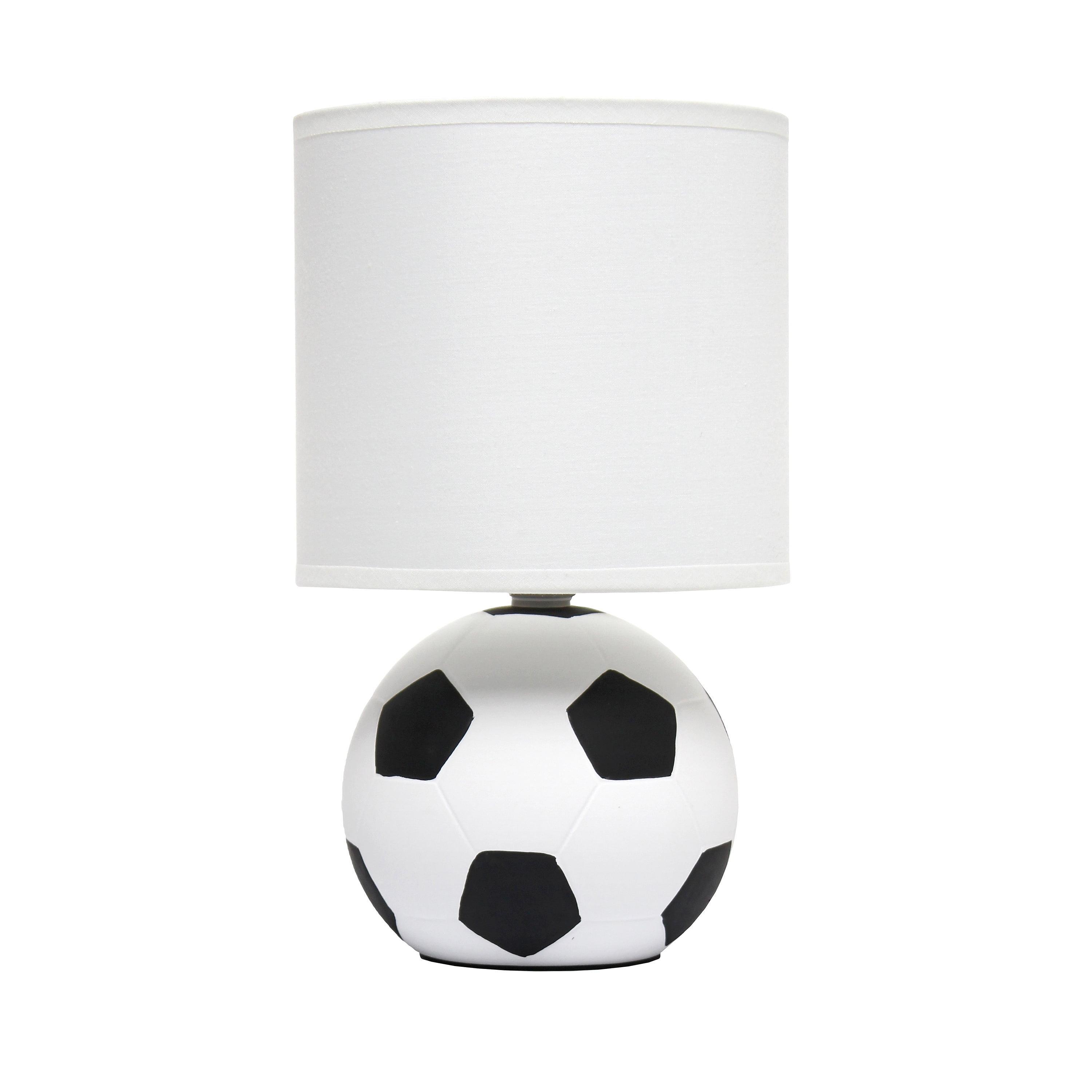 Simple Designs 10.7" Sports Lite Mini Soccer Table Lamp Mancave White and Black