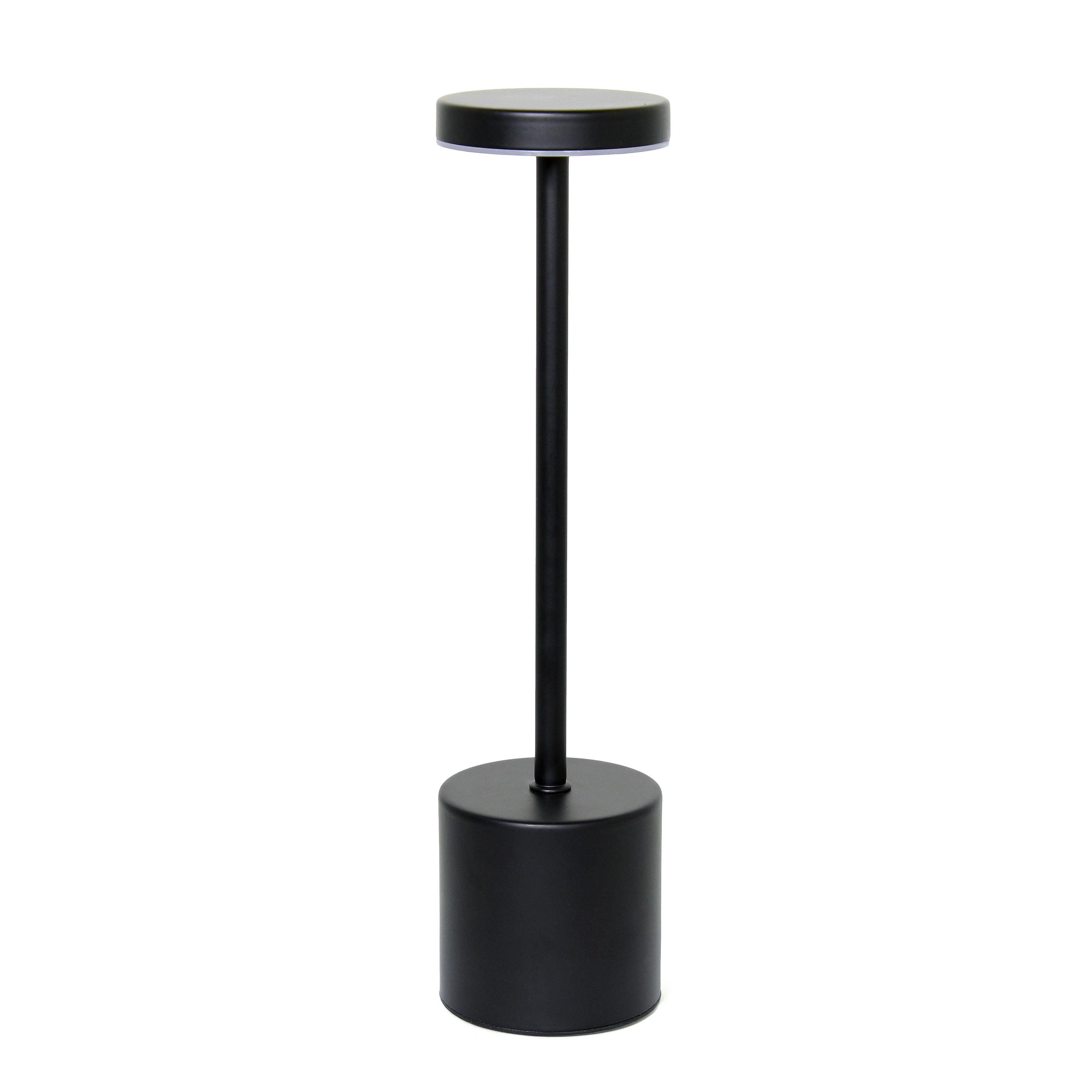 Simple Designs 12.75" Mushroom Magic Disc Dimming and Rechargeable Cordless 4-Way Touch Sensor Stick Desk Lamp Black