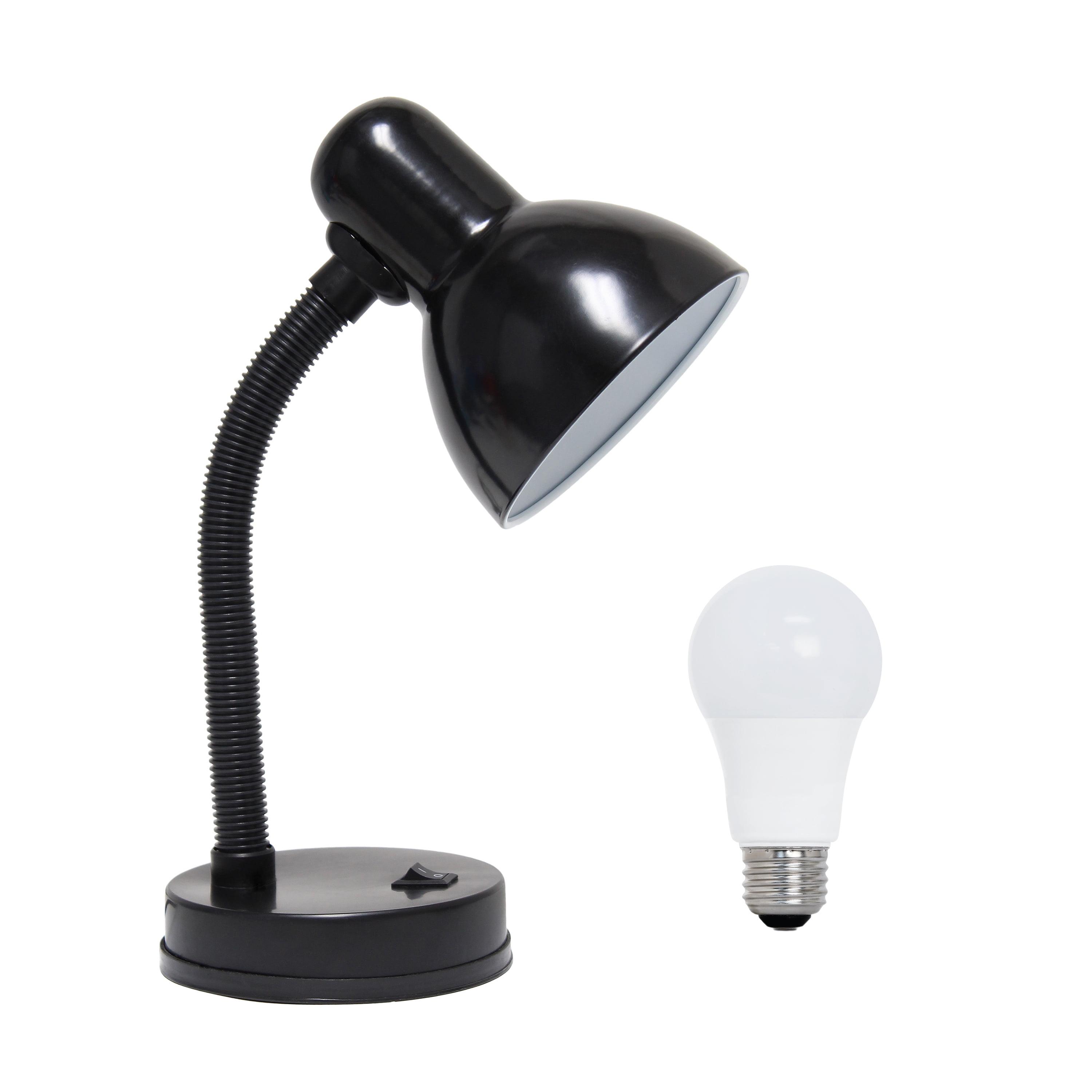 14.25" Black Adjustable Metal Desk Lamp with LED Bulb