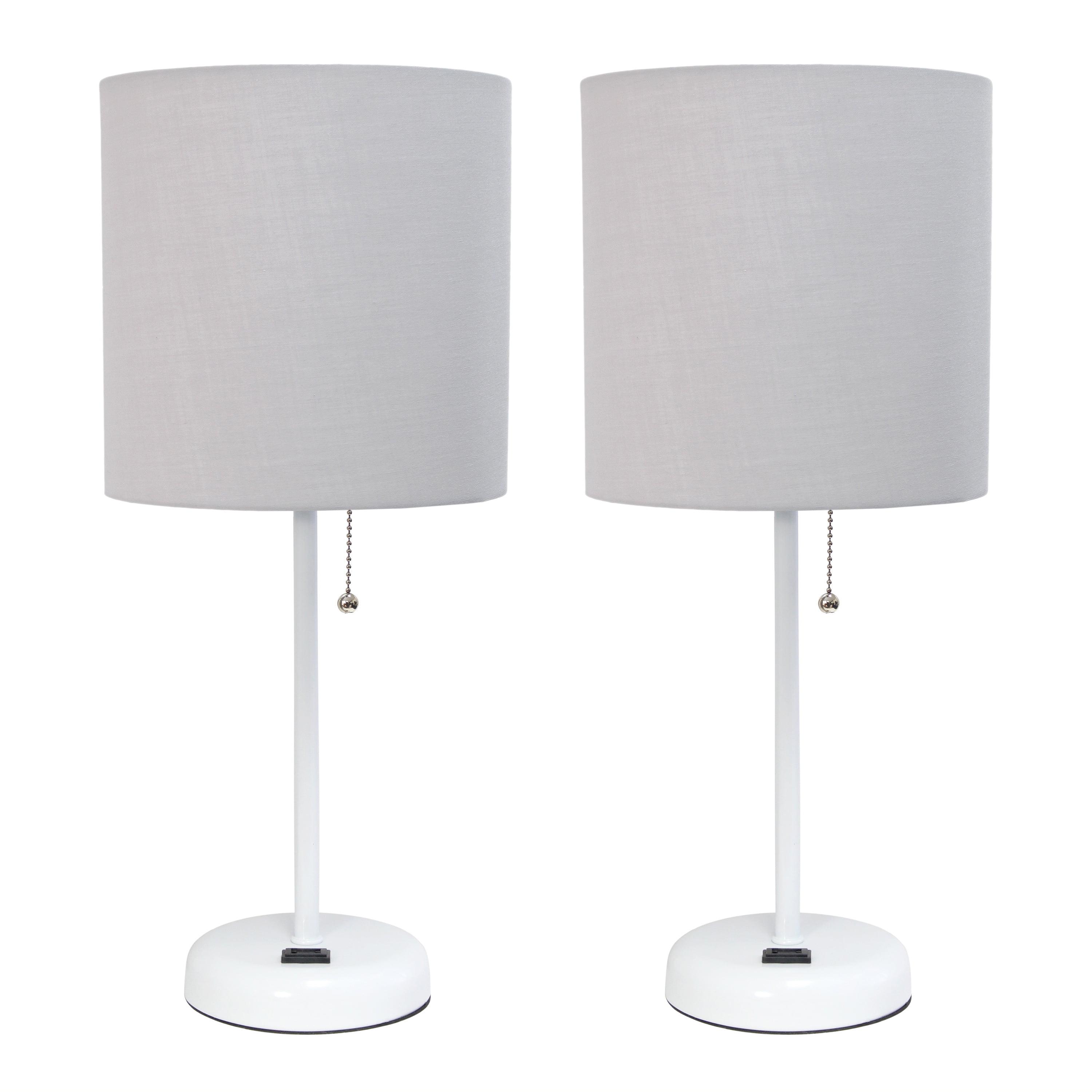 Down To The Wire Table Lamp with Fabric Shade White - Simple Designs: Modern Nightstand Light, ETL Listed