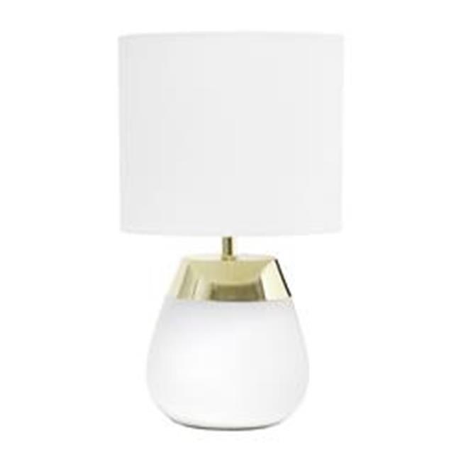 14" Tall Modern Contemporary Two-Tone Metallic Bedside 4 Settings Touch Table Desk Lamp White - Simple Designs: ETL Listed, Cotton Shade