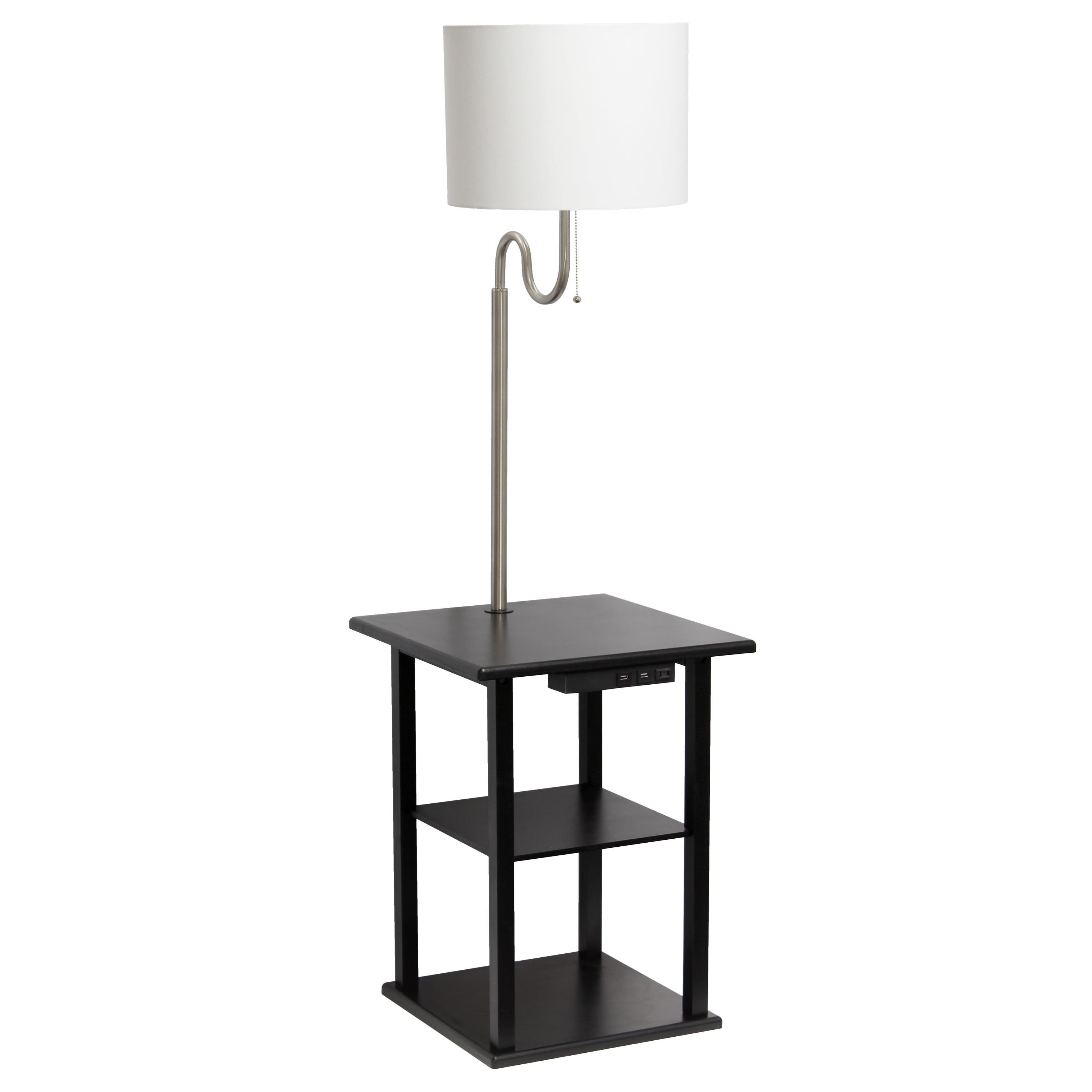 57" Modern 2-Tier End Table Floor Lamp Combination with 2 USB Charging Ports and Power Outlet - Simple Designs