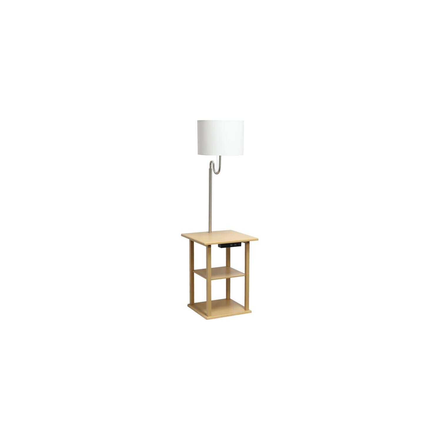 57" Modern 2-Tier End Table Floor Lamp Combination with 2 USB Charging Ports and Power Outlet - Simple Designs