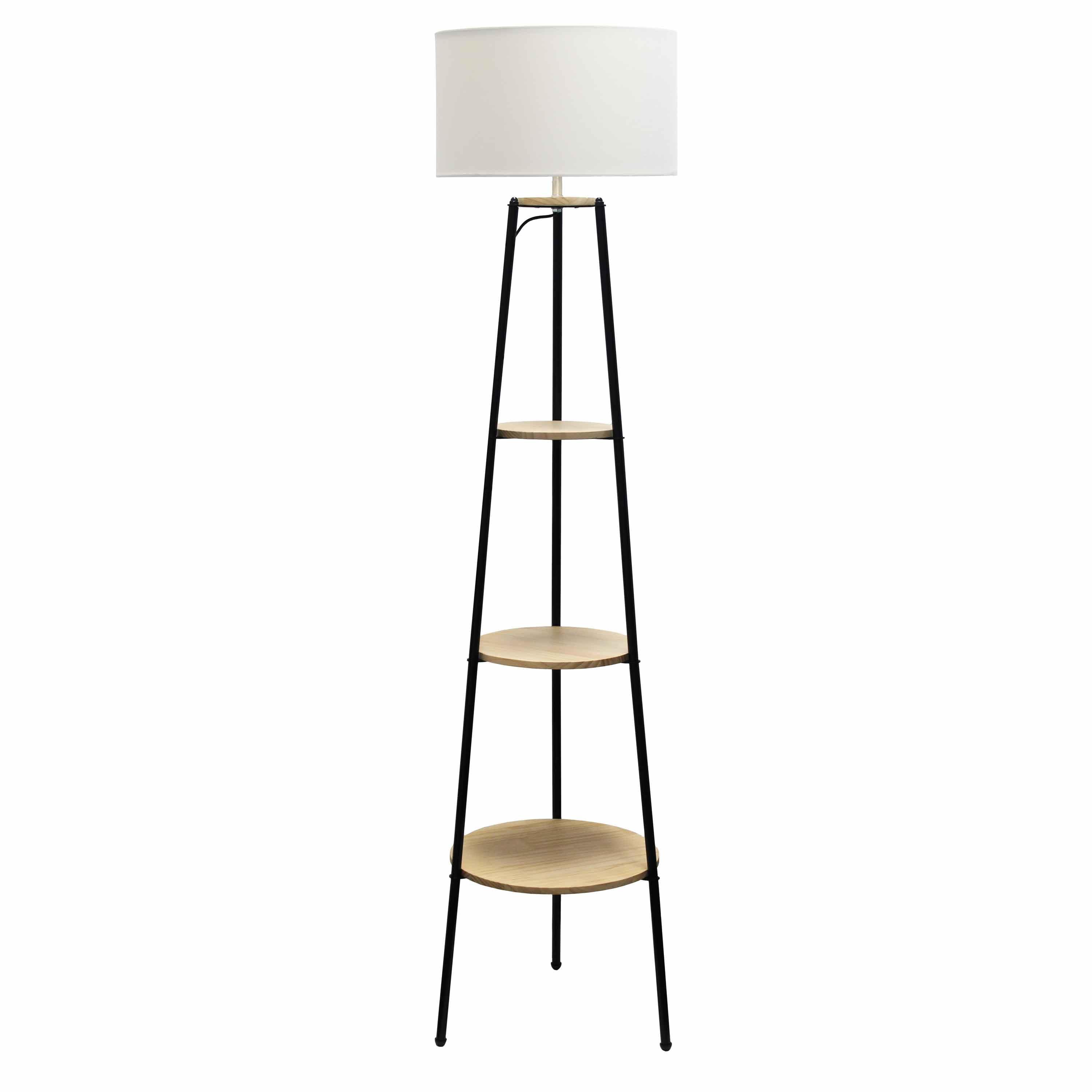 62.5" Tall Modern Tripod 3-Tier Shelf Standing Floor Lamp - Simple Designs