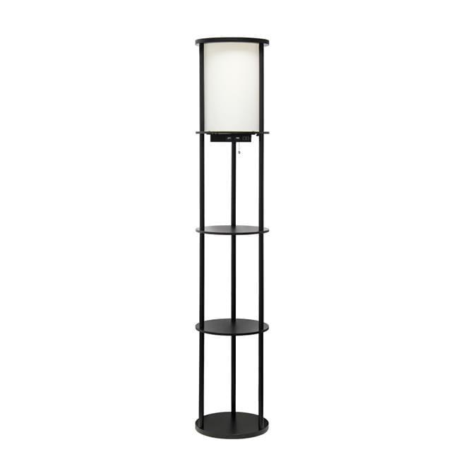 62.5" Round Modern Shelf Etagere Organizer Floor Lamp with Charging Station - Simple Designs