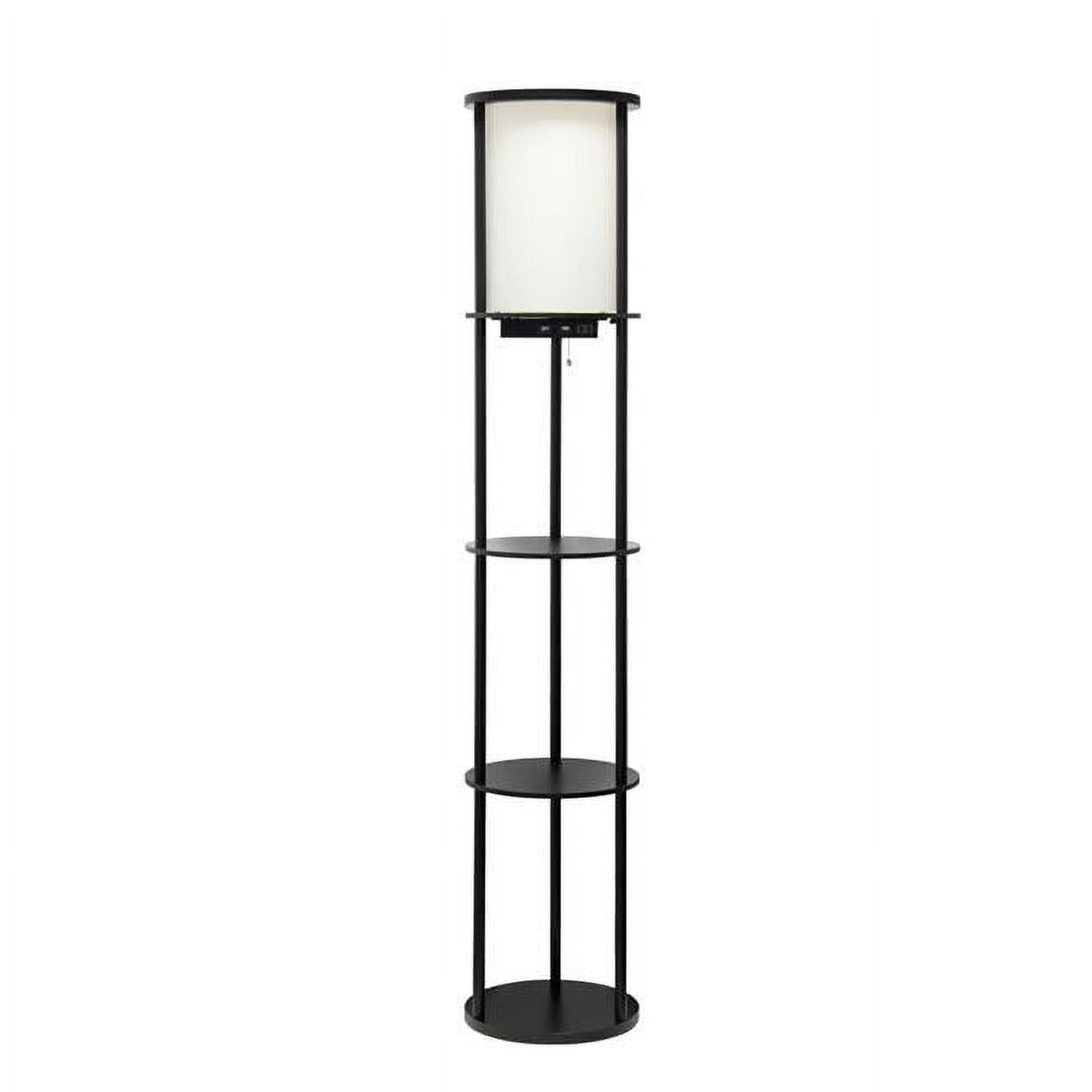 62.5" Round Modern Shelf Etagere Organizer Floor Lamp with Charging Station - Simple Designs