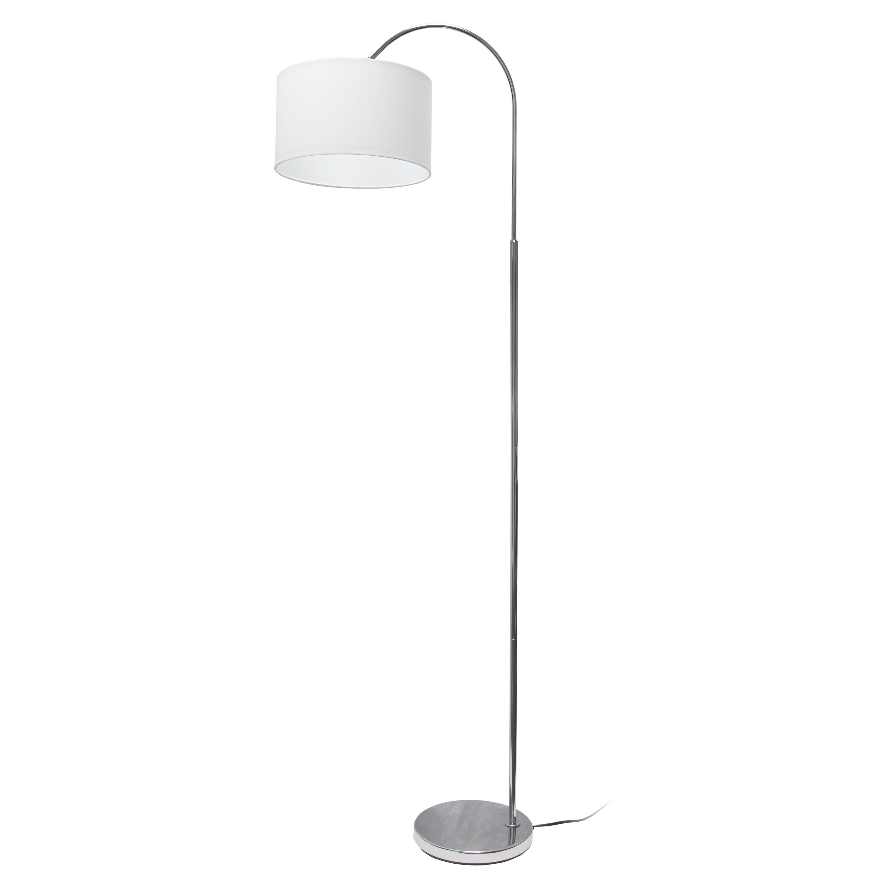 Elegant 66" Arched Brushed Nickel Floor Lamp with White Fabric Shade