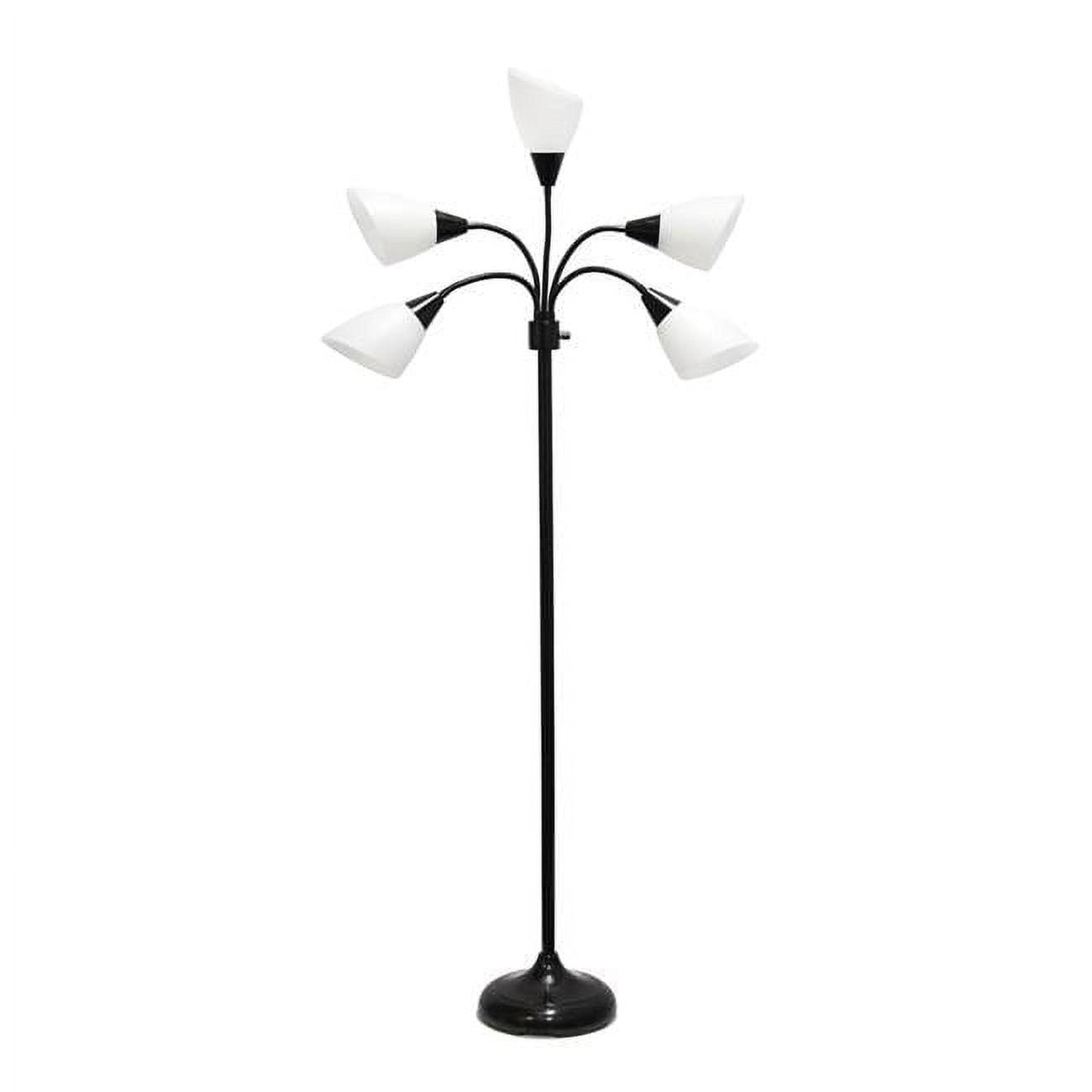 67" Contemporary Multi 5-Head Adjustable Gooseneck Floor Lamp Black - Simple Designs
