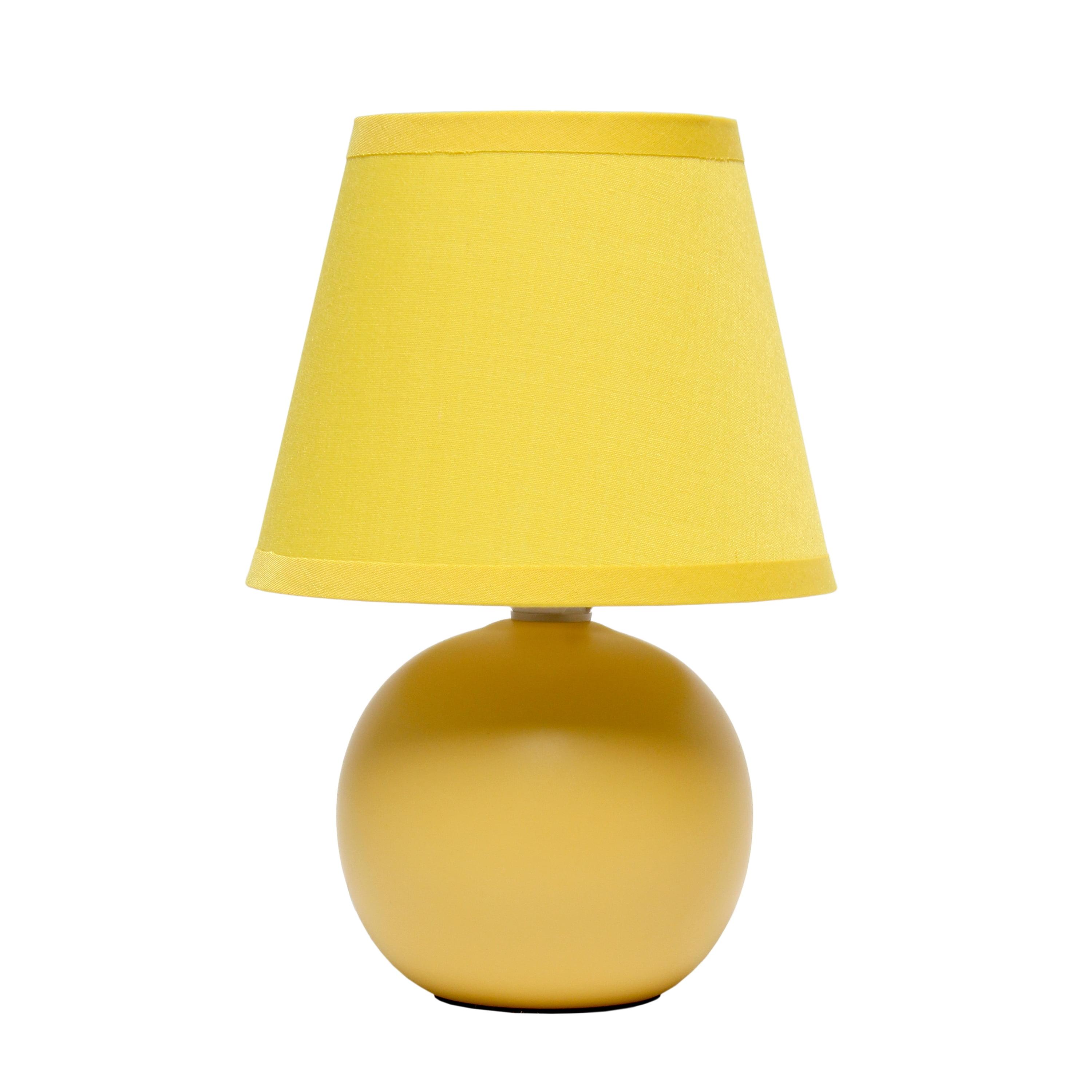 Simple Designs 8.66" Compact Ceramic Globe Table Lamp with Stylish Shade (Includes LED Light Bulb) Yellow