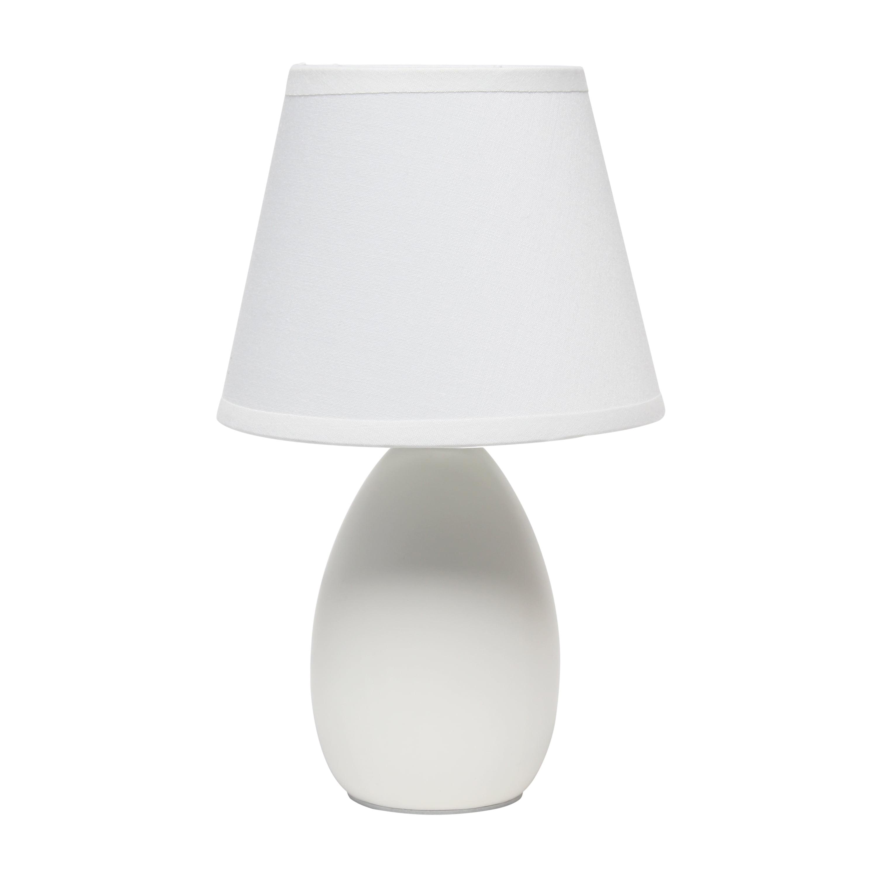 Simple Designs 9.45" Mini Egg Oval Ceramic Table Lamp with Matching Shade, LED Bulb Included, Off White