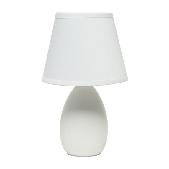 Simple Designs 9.45" Mini Egg Oval Ceramic Table Lamp with Matching Shade, LED Bulb Included, Off White