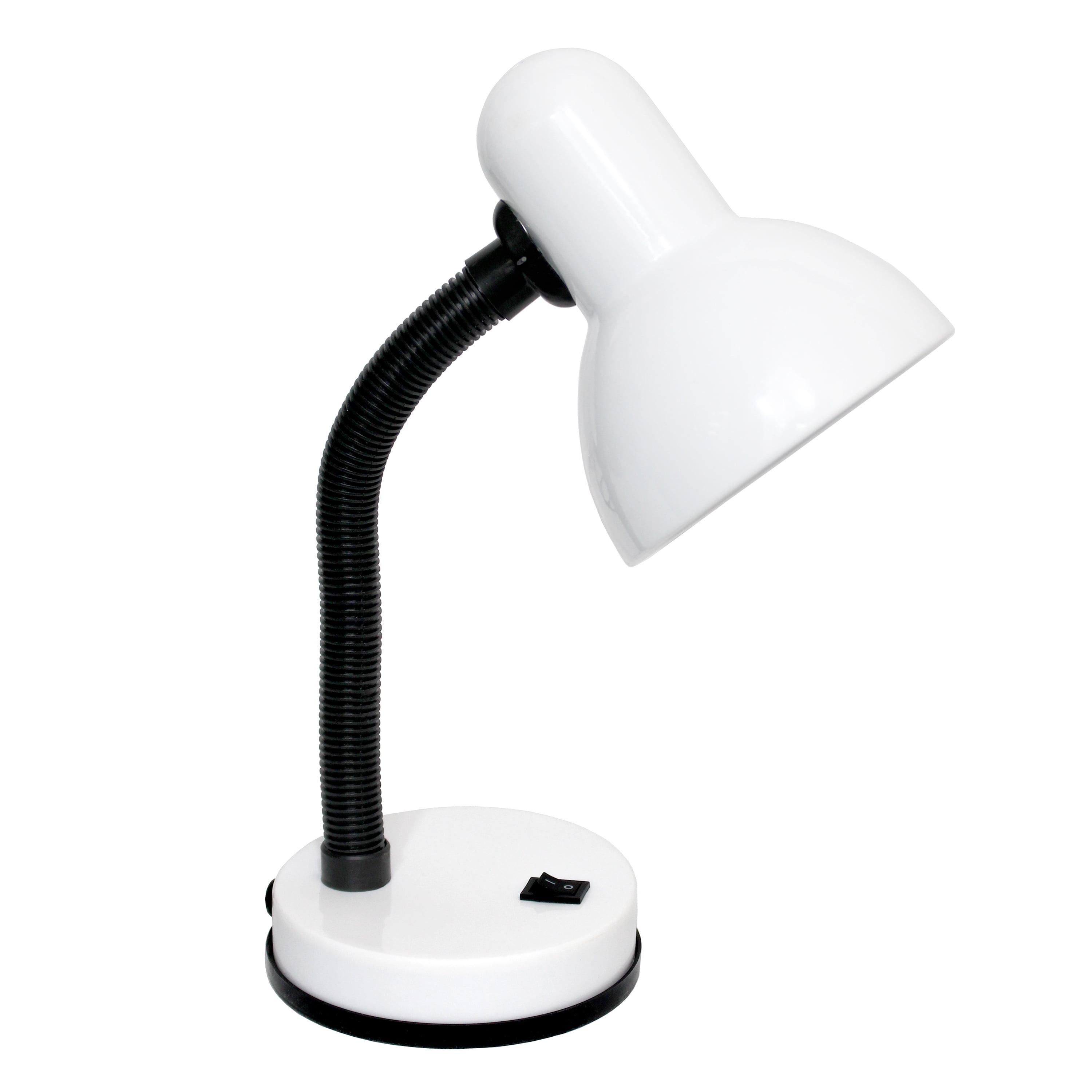 Simple Designs Adult Basic Metal Desk Lamp with Flexible Hose Neck, White