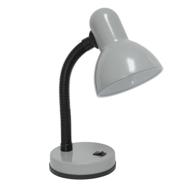 Basic Metal Desk Lamp with Flexible Hose Neck Silver - Simple Designs: ETL Listed, Adjustable, No Assembly Required